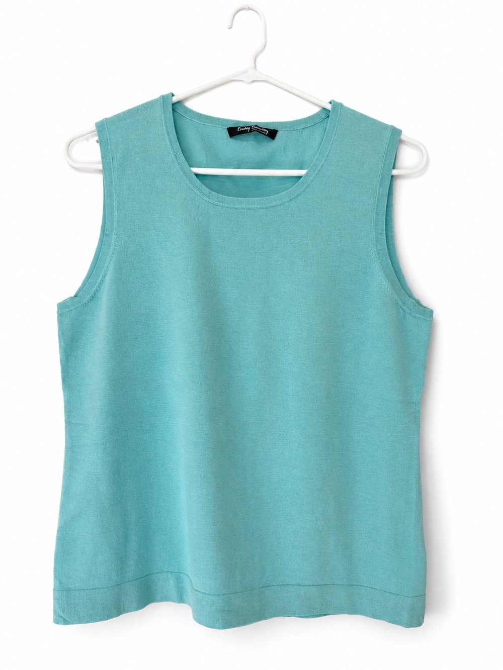 Betty Barclay Collection Silk Blend Knit Shell Tank Top Aqua Blue L